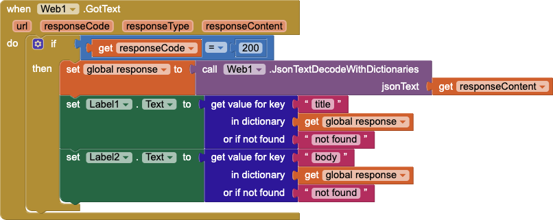 Display and access JSON objects and list formats - MIT App