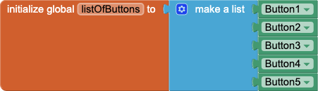 Crea una variabile chiamata listOfButtons con l'aggiunta da Button1 a Button5