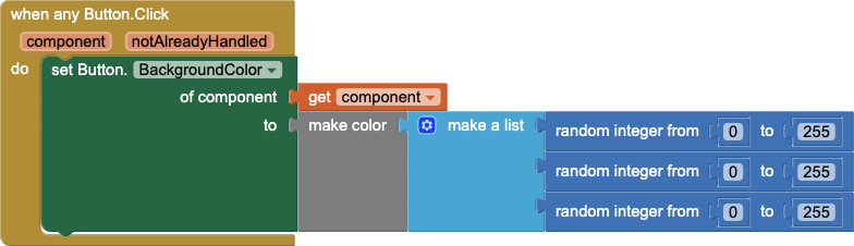 Un gestore di eventi per modificare il colore di sfondo di qualsiasi pulsante quando viene cliccato